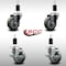 Service Caster 3.5'' SS Gray Poly Wheel Swivel 1-3/8'' Expanding Stem Caster Set 2 Brakes, 4PK SCC-SSEX20S3514-PPUB-2-TLB-2-138 - alternate 2